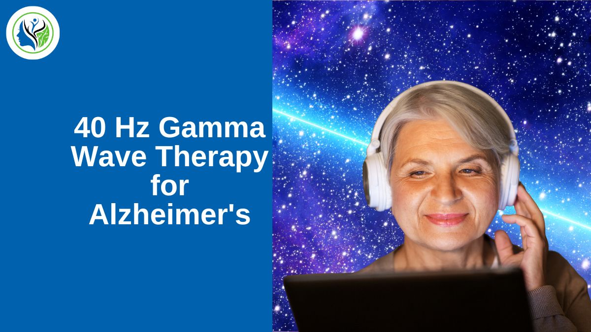 Illustration of brain waves with a focus on 40 Hz gamma wave therapy, showcasing its potential benefits in Alzheimer's treatment.